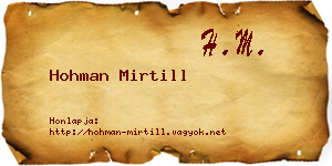 Hohman Mirtill névjegykártya